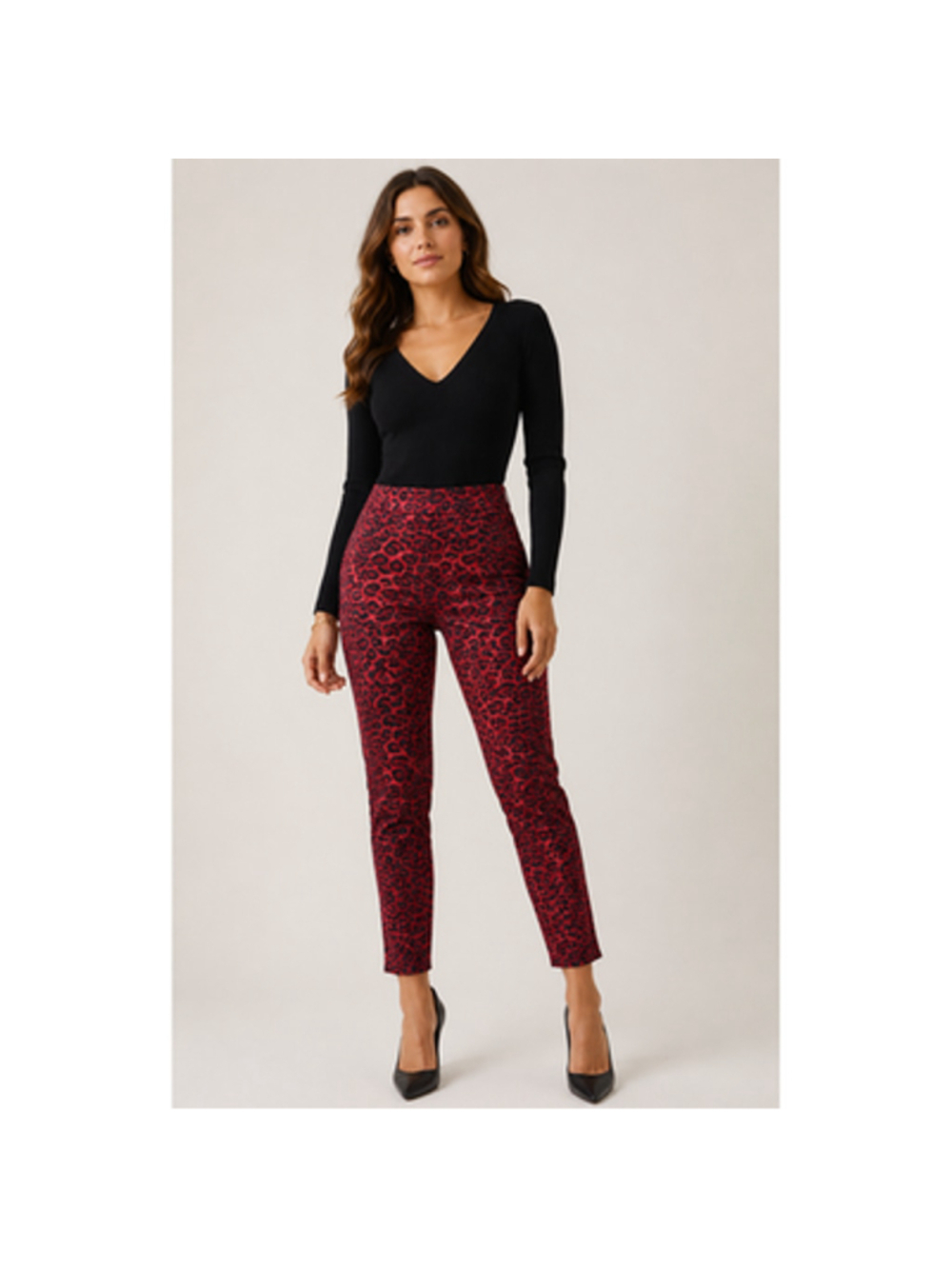 Talbots signature 12 maroon leopard jaquered pull on pants NWOT career straight